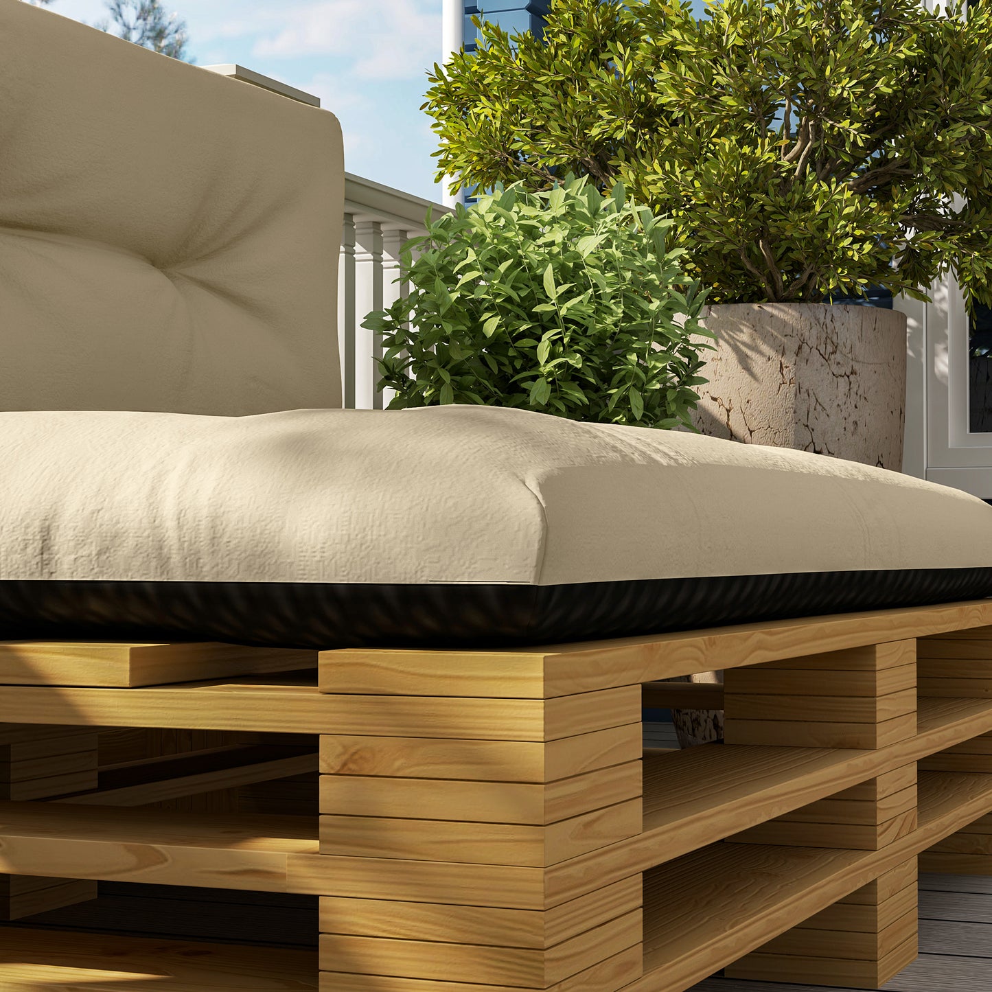 Outsunny Cojines Para Palets 2-piezas Set De Tela Resistente Impermeable Beige_4