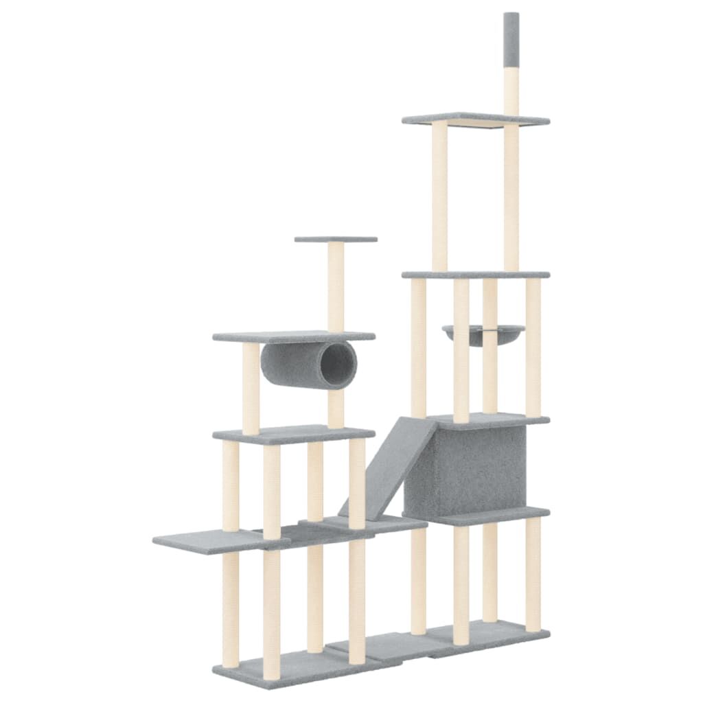 Vidaxl Rascador Para Gatos Con Postes De Sisal Gris Claro 279 Cm_4