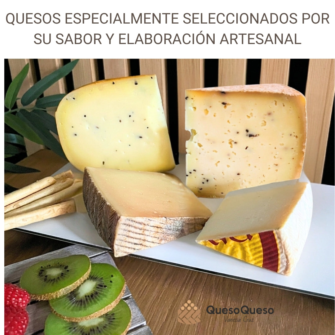 Quesoqueso® Caja De Quesos | Queso Manchego, Payoyo, Mahon Y Castellano Con Trufa | Regalo Pareja díselo Con Quesos_3