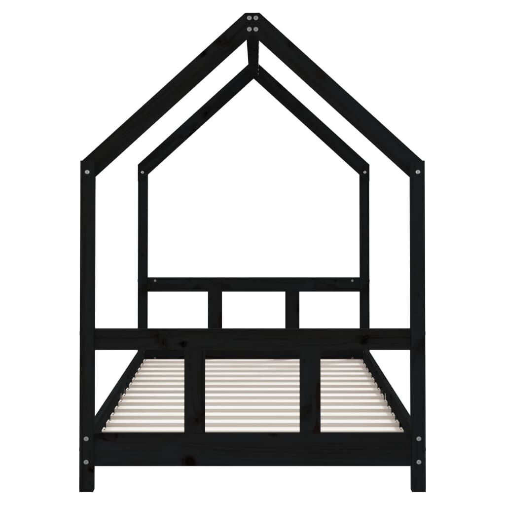 Vidaxl Estructura De Cama Para Niños Madera De Pino Negro 90x200 Cm_4
