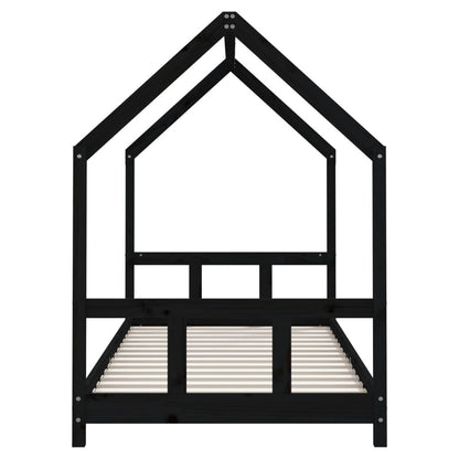 Vidaxl Estructura De Cama Para Niños Madera De Pino Negro 90x200 Cm_4