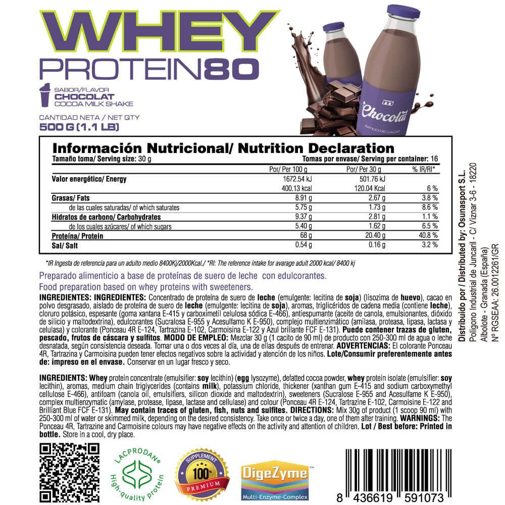 Whey Protein80 - 500g - Batido Chocolat - Aumenta La Masa Muscular - Masmusculo_5