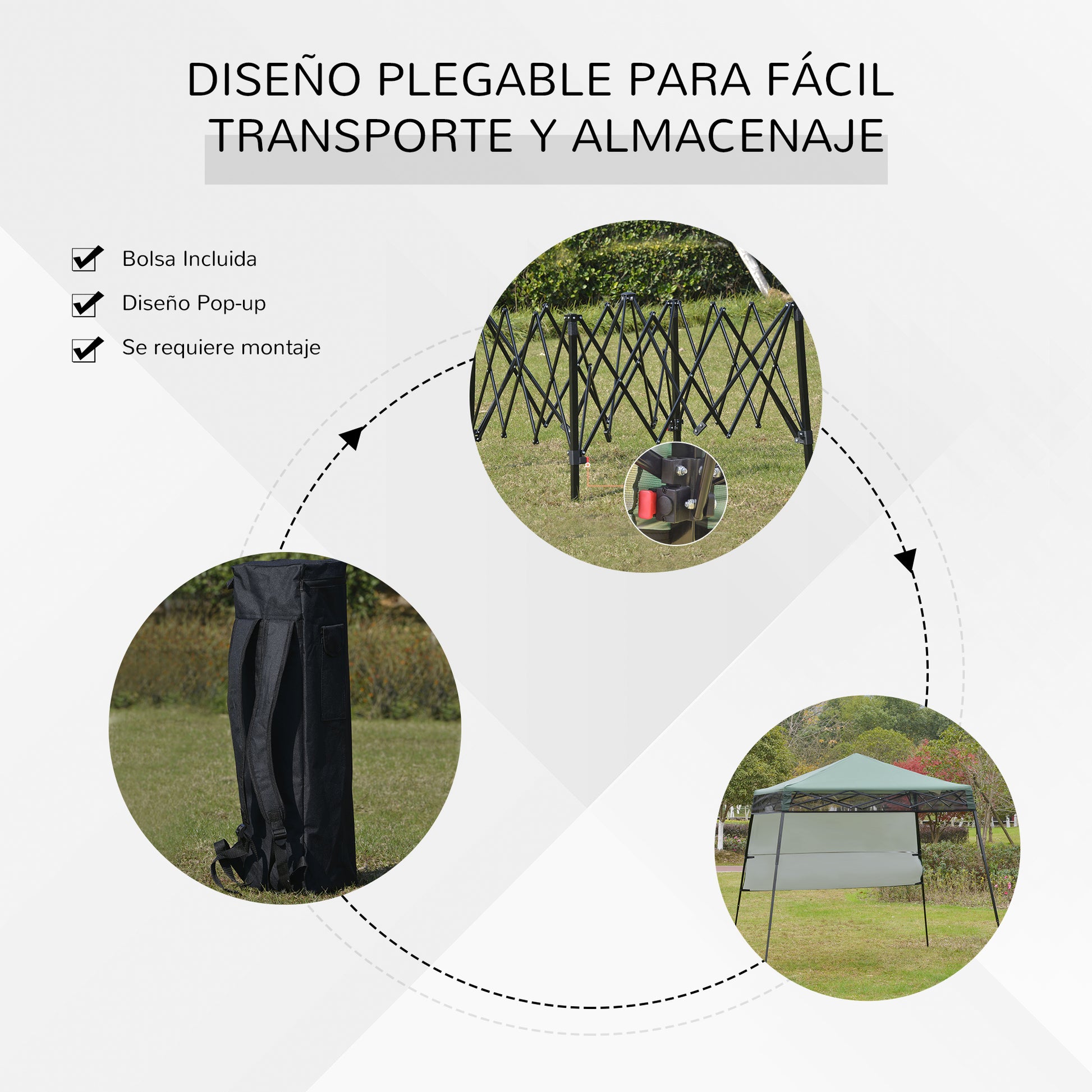 Outsunny Carpa Plegable 2,2x2,2x2m Con Lateral Y Protección Uv 50+ De Acero_5