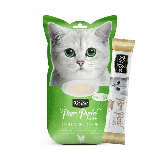 PurrPuree Plus Cat Kit - Kit de cuidados com colagénio de frango para gatos 4x15 g Snack cremoso para gatos