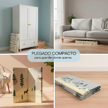 Bathby | Alfombra Plegable Para Bebé 200 × 180 Cm, Reversible Animales/invierno_5