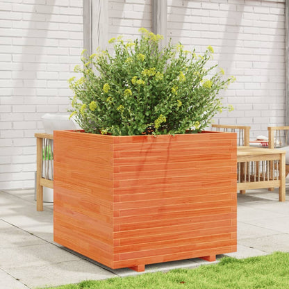 Jardinera Madera Maciza De Pino Marrón Cera 80x80x72 Cm_2