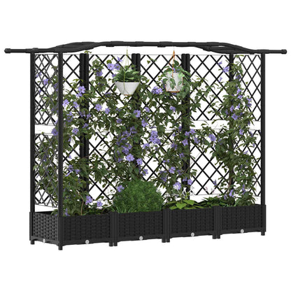 Cama Elevada Con Trellis Y Techo Negro 203,5 X 40 X 123 Cm Pp_2