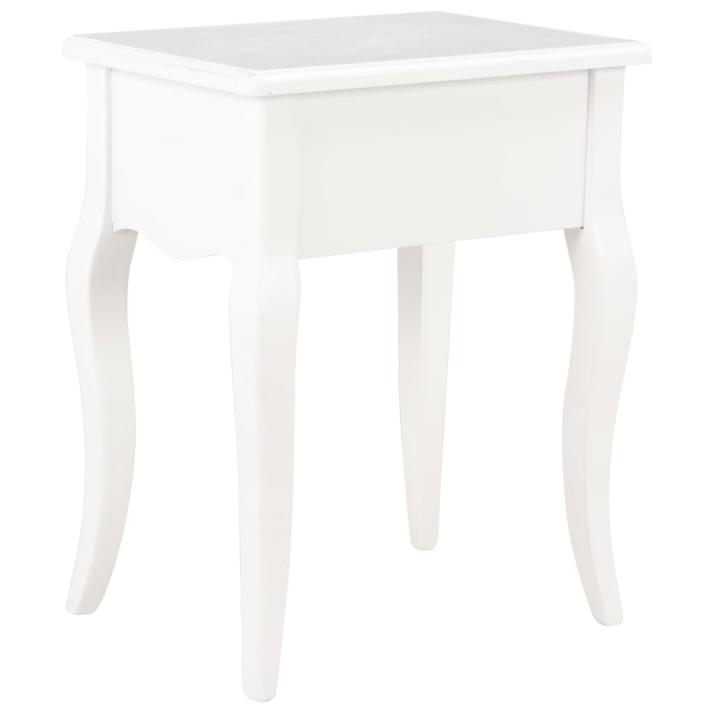 Mesita De Noche De Madera Maciza De Pino Blanco 40x30x50 Cm_2