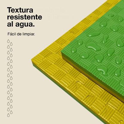 Jowy Tatami Puzzle 2,5cm 100x100cm – Superficie 5 Líneas Amarillo/verde_4