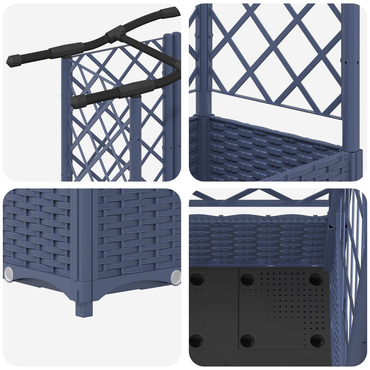 Cama Elevada Con Trellis Y Techo Gris 163 X 40 X 123 Cm Pp_5