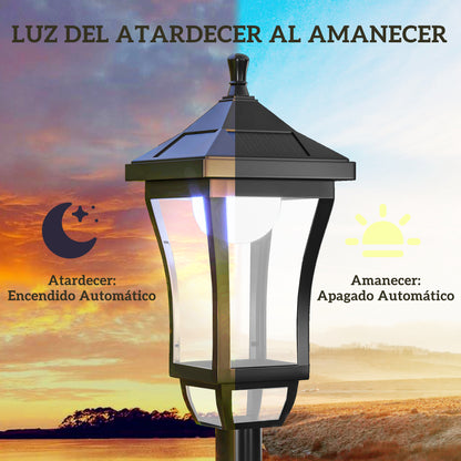 Farol Solar Outsunny Plástico Negro 15x15x127 Cm_4