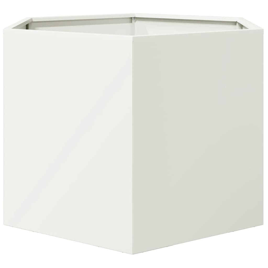 Jardinera Hexagonal Acero Blanco 69x60x45 Cm_4