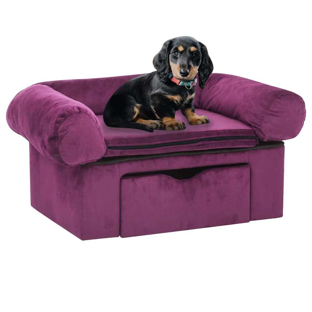 Vidaxl Sofá Para Perros Con Cajón Felpa Borgoña 75x50x38 Cm_1