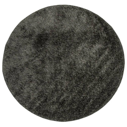 Vidaxl Alfombra Pelo Largo Aspecto Brillante Istan Antracita Ø 80 Cm_0