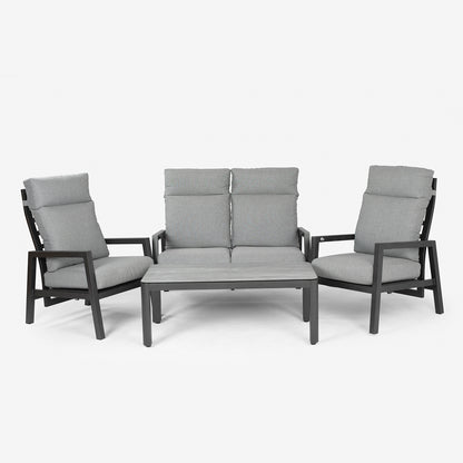 Conjunto De Sofás Para Jardín, Sofá 2 Plazas Reclinable, Aluminio, Color Antracita, Mesa:120x60x45cm Sillón:66x83x104 Cm Sofá:125x82x105 Cm Alto_2