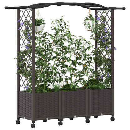 Cama Elevada Con Trellis Y Techo Marrón 164 X 40 X 144 Cm Pp_2