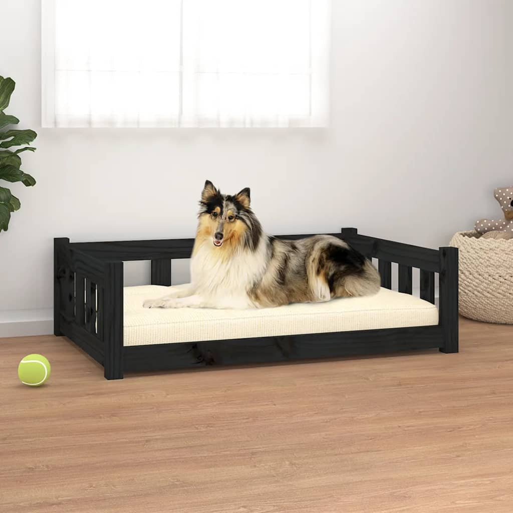 Vidaxl Cama Para Perros Madera Maciza De Pino Negro 95,5x65,5x28 Cm_1