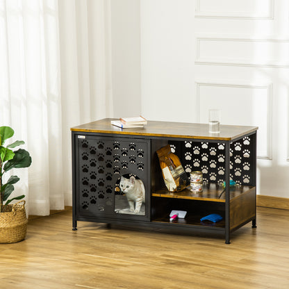 Pawhut Casa Para Gatos De Madera Con Estantes Cojín Lavable Y Puerta Corredera_1
