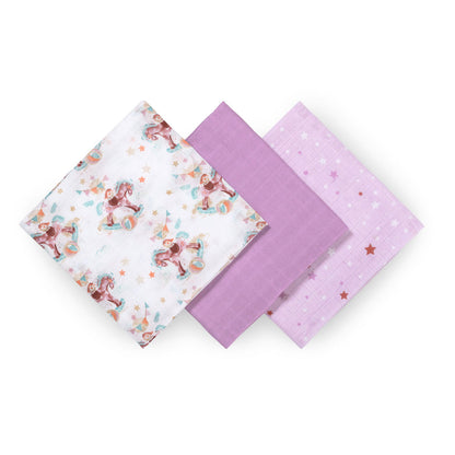 Pack 3 Muselinas Bambú Organico 70x70 Cm Lila_2