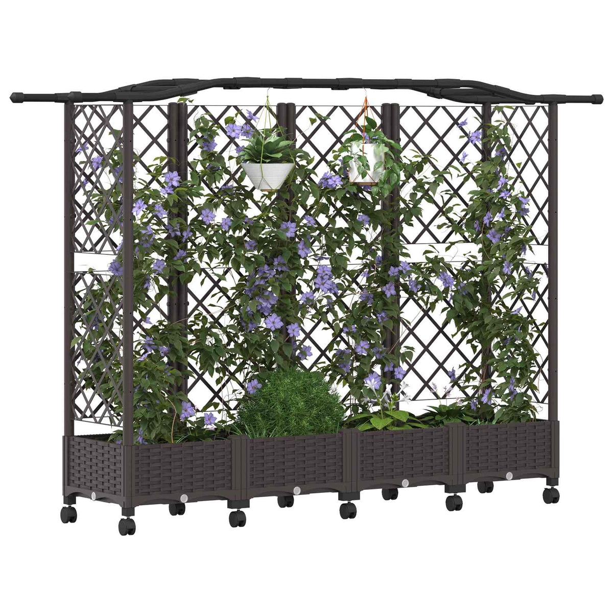 Cama Elevada Con Trellis Y Techo Marrón 203,5 X 40 X 129 Cm Pp_2