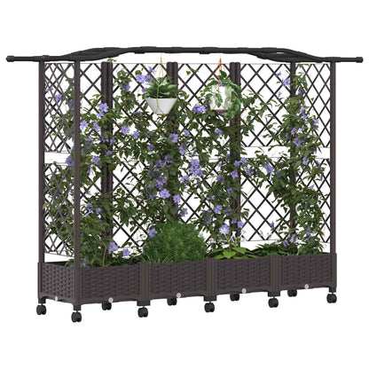 Cama Elevada Con Trellis Y Techo Marrón 203,5 X 40 X 129 Cm Pp_2