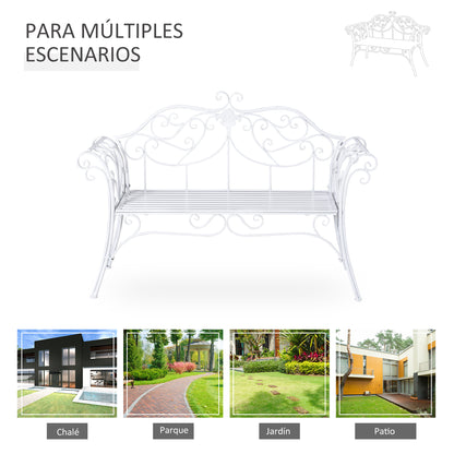 Outsunny Banco De Jardín Con Respaldo De 2 Plazas 131x51x90cm Exterior Carga_5