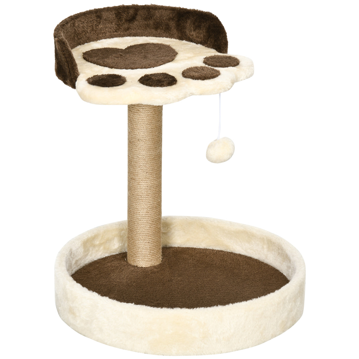 Pawhut Árbol Rascador Para Gatos Altura 44 Cm Con 2 Camas Poste De Yute Marrón_1