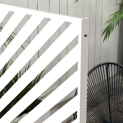 Outsunny Biombo Exterior Con Patrón De Triángulo Invertido 122x45x198 Cm Blanco_4