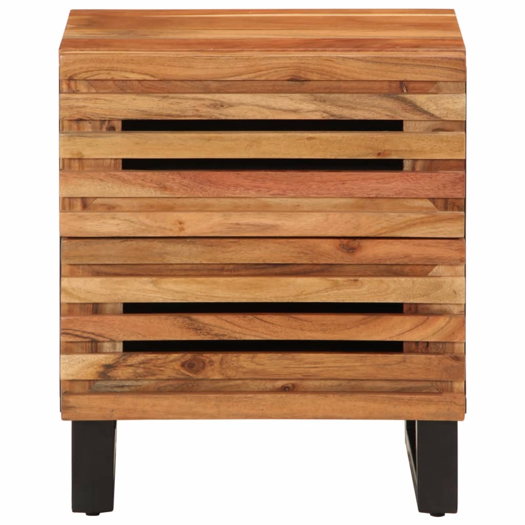 Mesita De Noche De Madera Maciza De Acacia 40x34x46 Cm_0