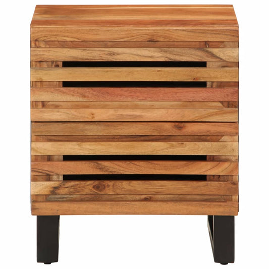 Mesita De Noche De Madera Maciza De Acacia 40x34x46 Cm_0