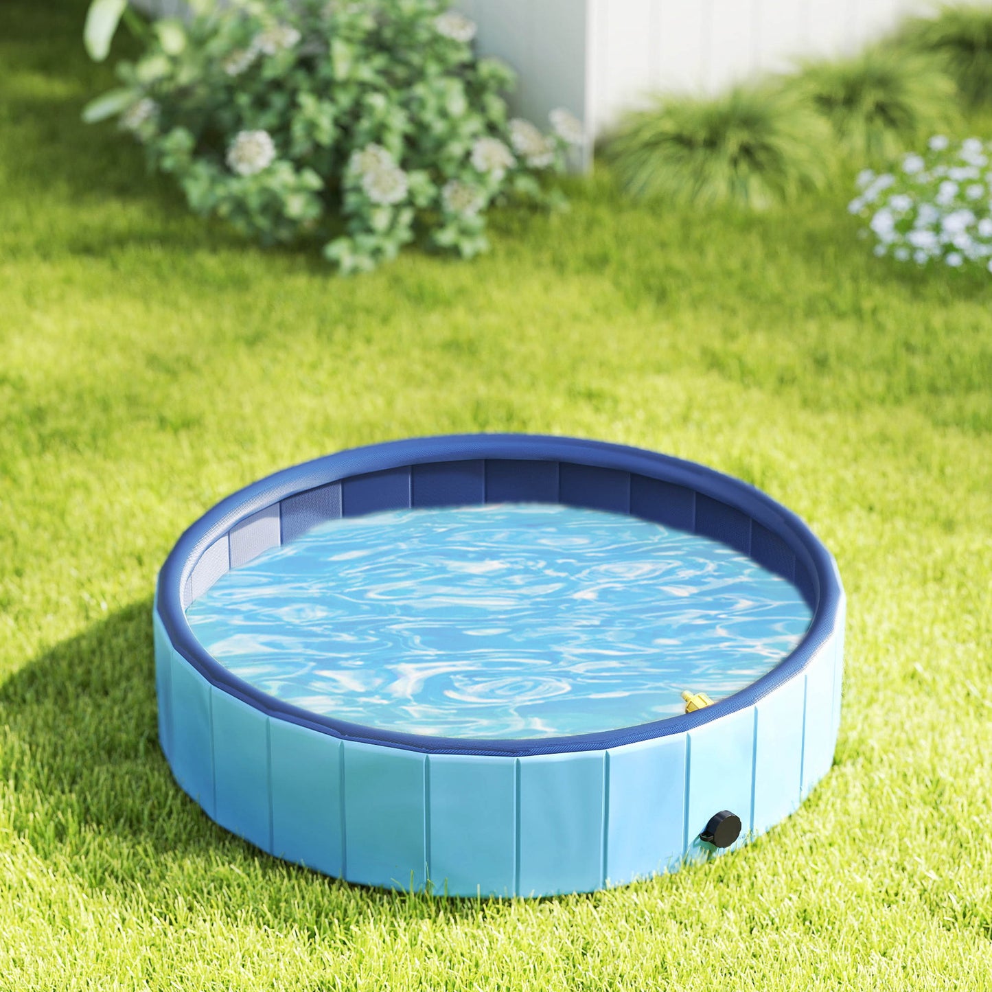 Pawhut Piscina Para Perros Plegable Con Aspersor Antideslizante Resistente Azul_3