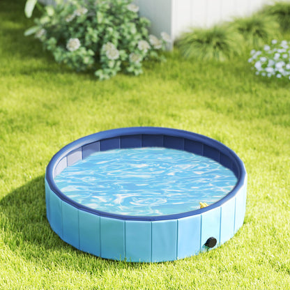 Pawhut Piscina Para Perros Plegable Con Aspersor Antideslizante Resistente Azul_3