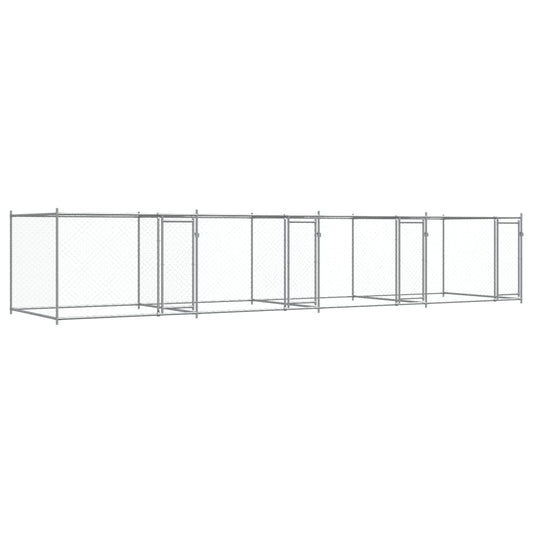 Jaula De Perros Con Puertas Acero Galvanizado Gris 8x2x1,5 M_0