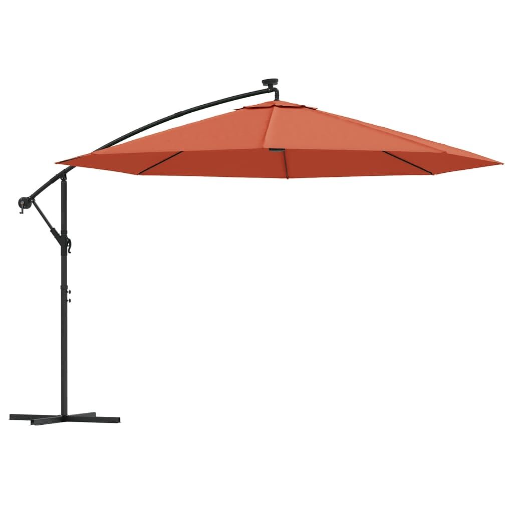 Vidaxl Sombrilla De Jardín Voladiza Con Luces Led Terracota 350 Cm_0