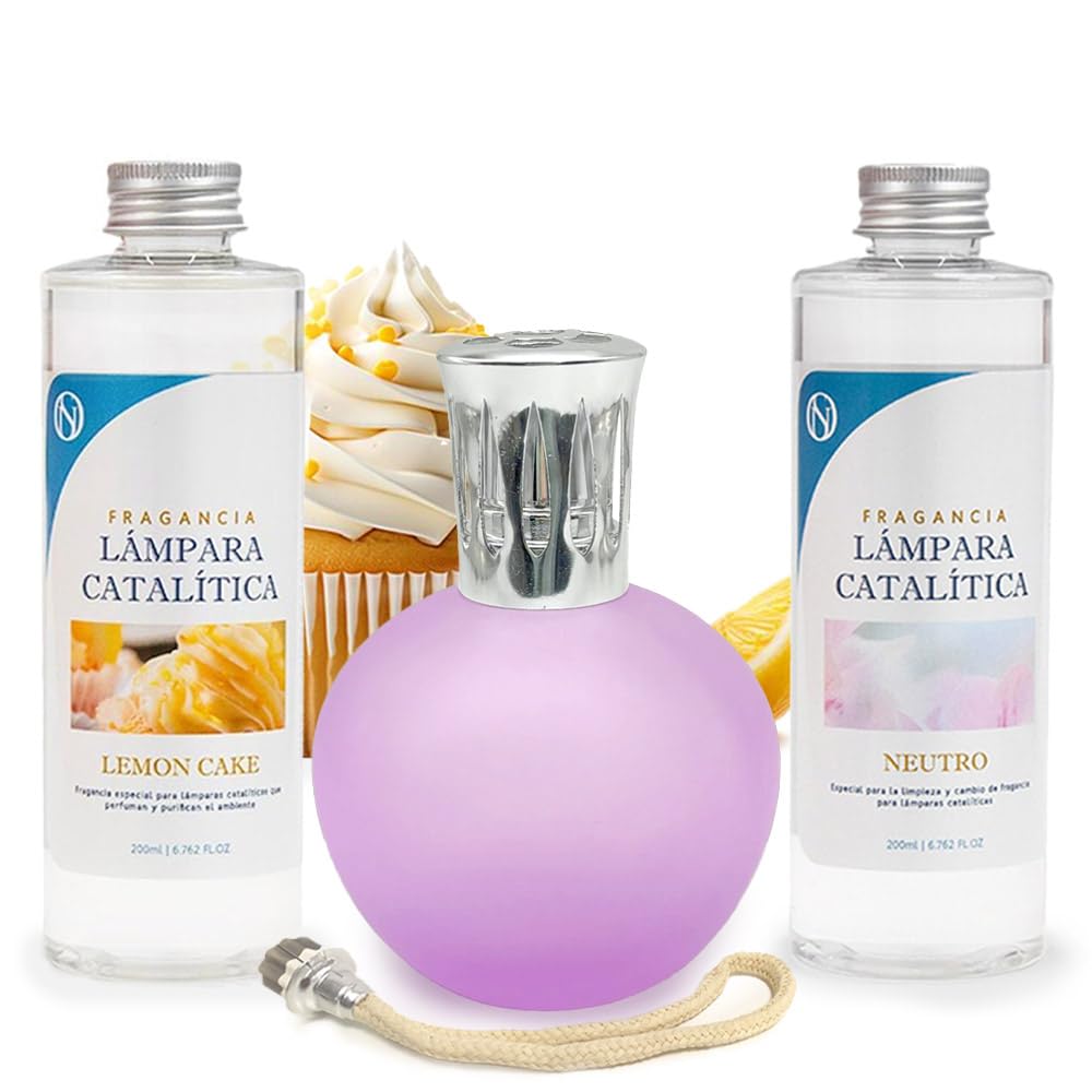Pack Ahorro Lámpara Catalítica Fucsia Mate + Fragancia Lemon Cake 200ml + Limpiador Neutro 200ml + Mecha Repuesto_0