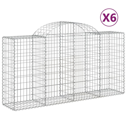 Cestas De Gaviones 6 Uds Forma De Arco Hierro 200x50x100/120 Cm_0