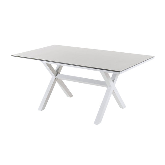 Mesa Auxiliar Cristal Templado, Patas En X, Aluminio Y Cristal, Color Blanco, 140x80cmx65cm_0