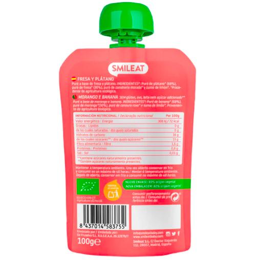 Pack de 10 saquetas ECO Morango e Banana Smileat 100 g