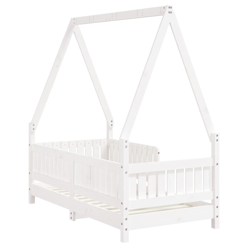 Estructura De Cama Para Niños Madera De Pino Blanco 70x140 Cm / Vetonek_2