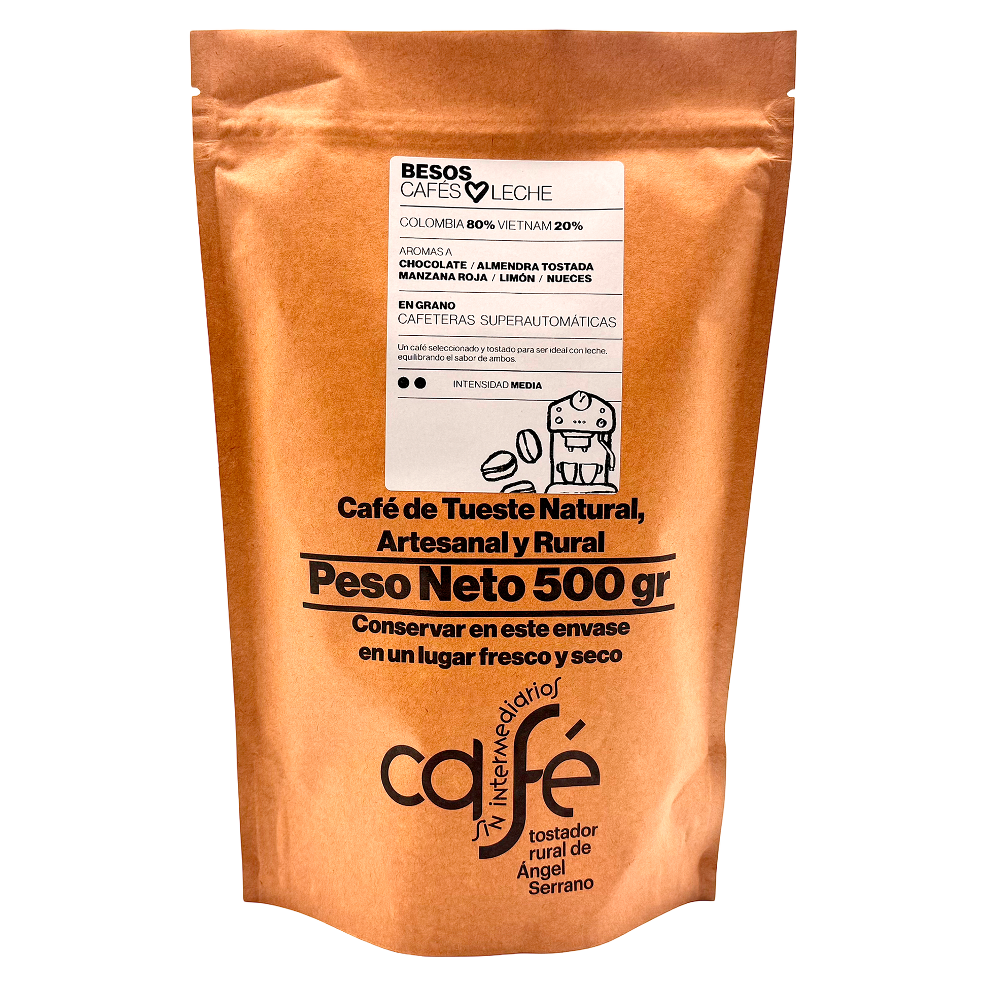 Cafe Sin Intermediarios Café Colombia Besos En Grano Para Superautomática 500 G_0