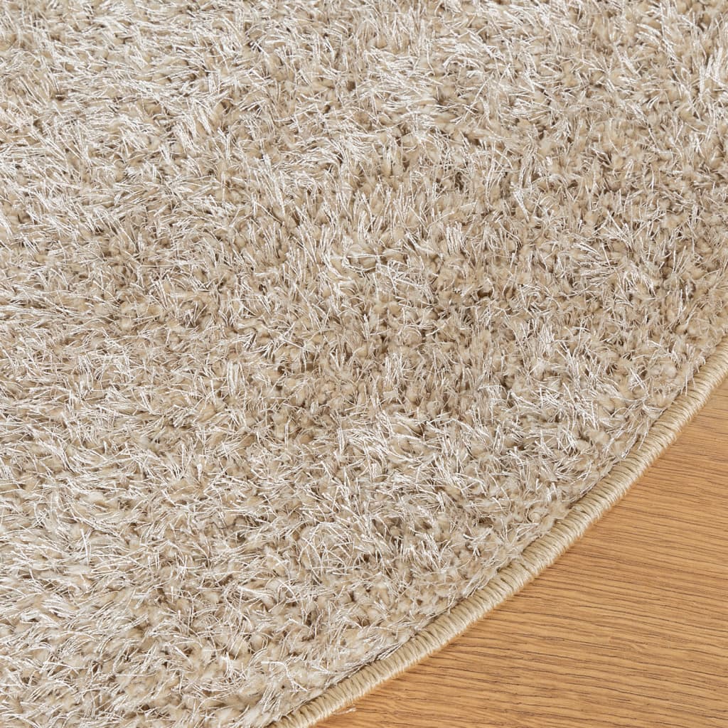 Alfombra Pelo Largo Aspecto Brillante Istan Beige Ø 120 Cm / Vetonek_4