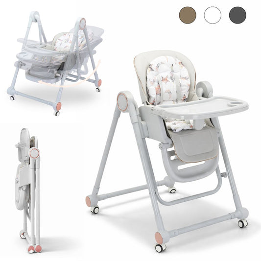Trona Gris Evolutiva 3 En 1 | Plegable Y Portátil Con Altura | Reposapiés | Respaldo Y Bandeja Todo Ajustables_0