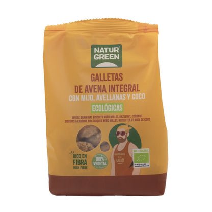 Bolacha de aveia integral com millet, avelãs e coco Bio NaturGreen 140 g