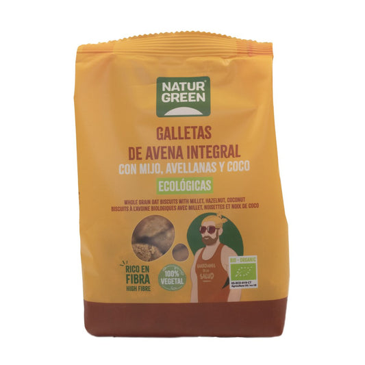 Bolacha de aveia integral com millet, avelãs e coco Bio NaturGreen 140 g