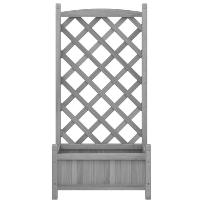 Jardinera Con Enrejado Gris 55x29,5x110 Cm Madera Maciza De Abeto_3