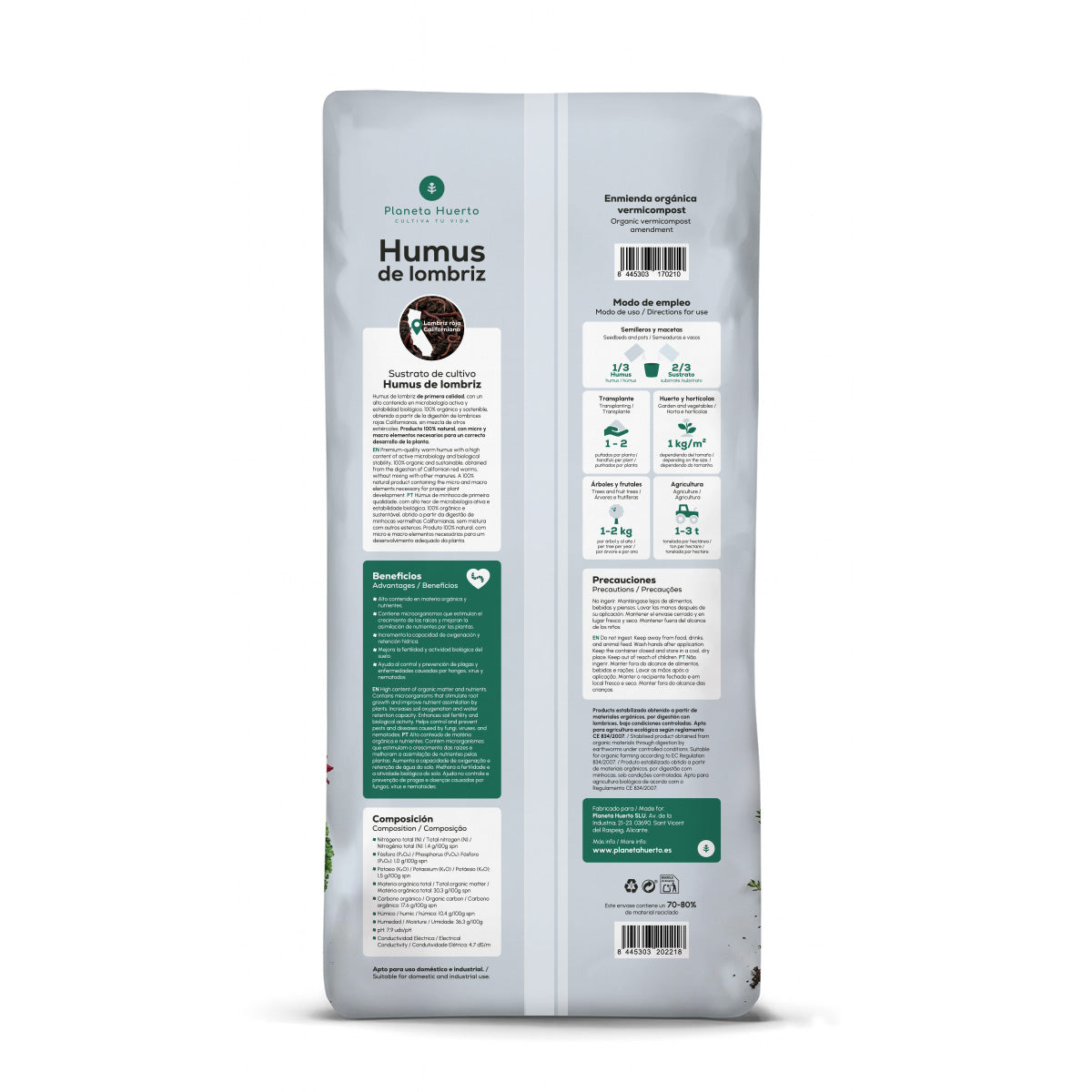 Pack 2x Humus de Lombriz 100% Natural Planeta Huerto 42 L