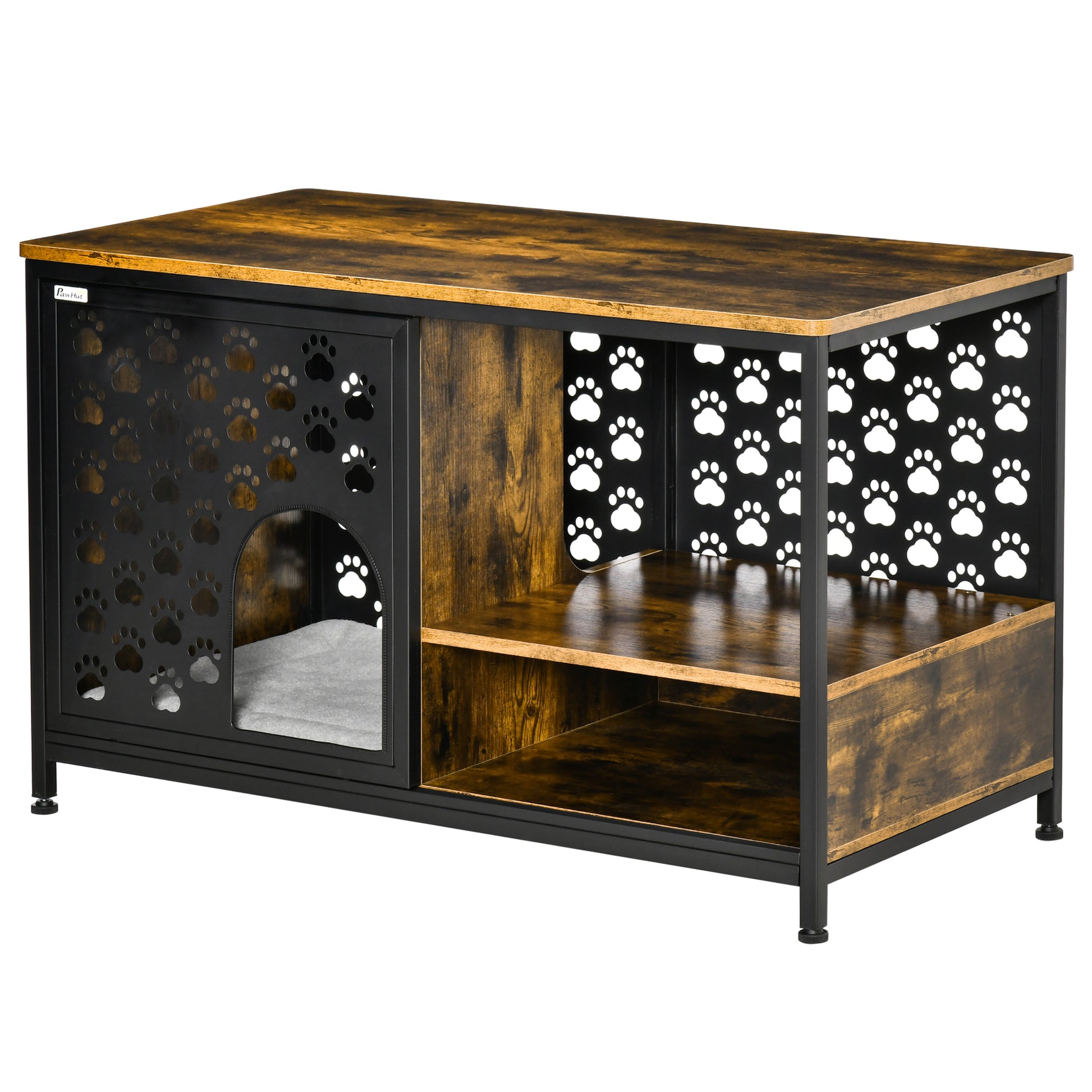 Pawhut Casa Para Gatos De Madera Con Estantes Cojín Lavable Y Puerta Corredera_0