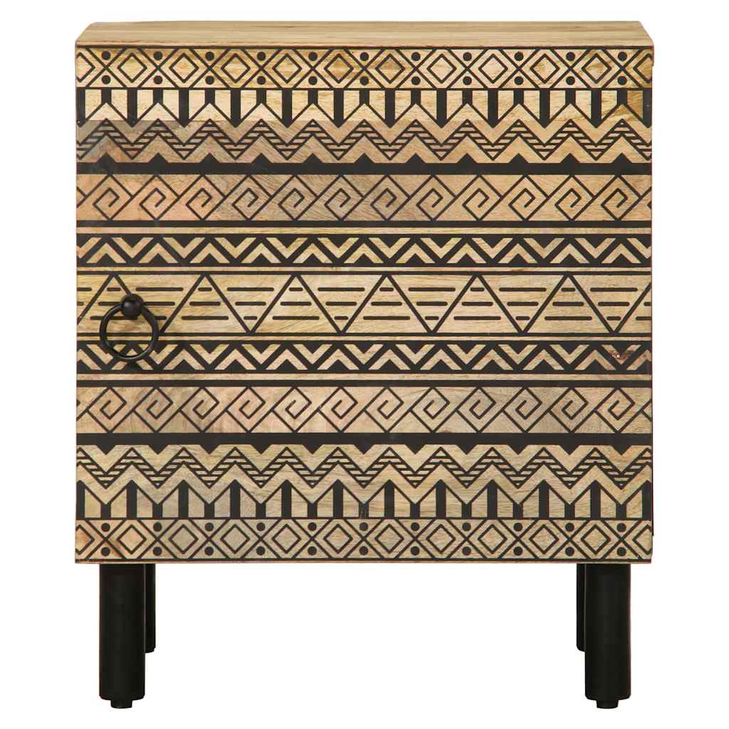 Mesitas De Noche 2 Uds Madera Mango Rugosa Negro 40x33,5x46 Cm_2