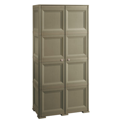 4 Módulos Con Puertas En Acabado Madera + 2 Soportes Opcionales Wengué_0