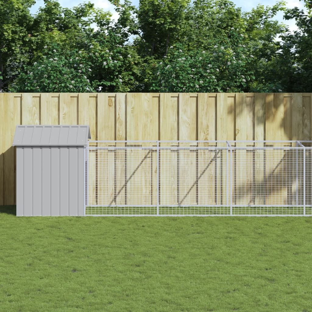 Vidaxl Caseta Perro Tejado Acero Galvanizado Gris Claro 117x1017x123cm_1